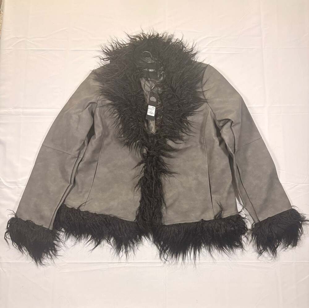 Fashion Nova Ivy Washed Faux Leather Coat Size XL